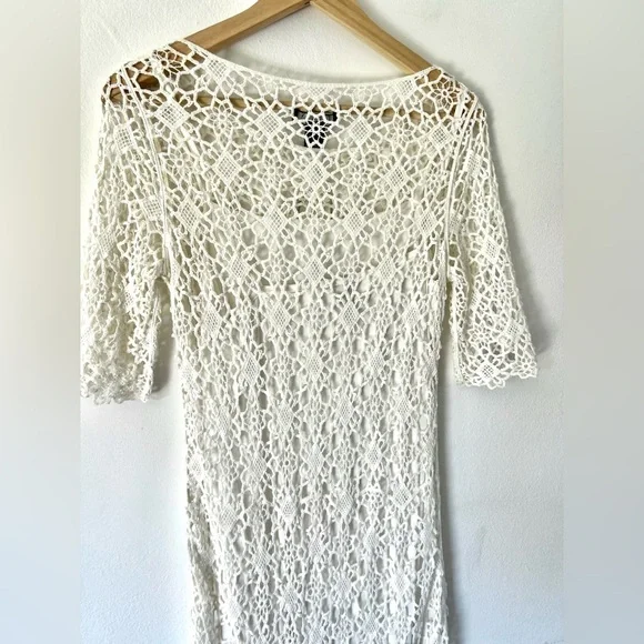 Lauren Ralph Lauren Ivory Crochet Cotton Half Sleeve Dress Size 6 NWT - Picture 8 of 11